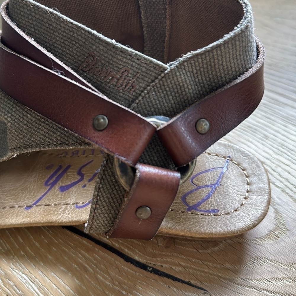 Blowfish Malibu Sandal Womens 8 1/2 canvas/Leather zip up Bohemian Beach casual - Picture 3 of 9